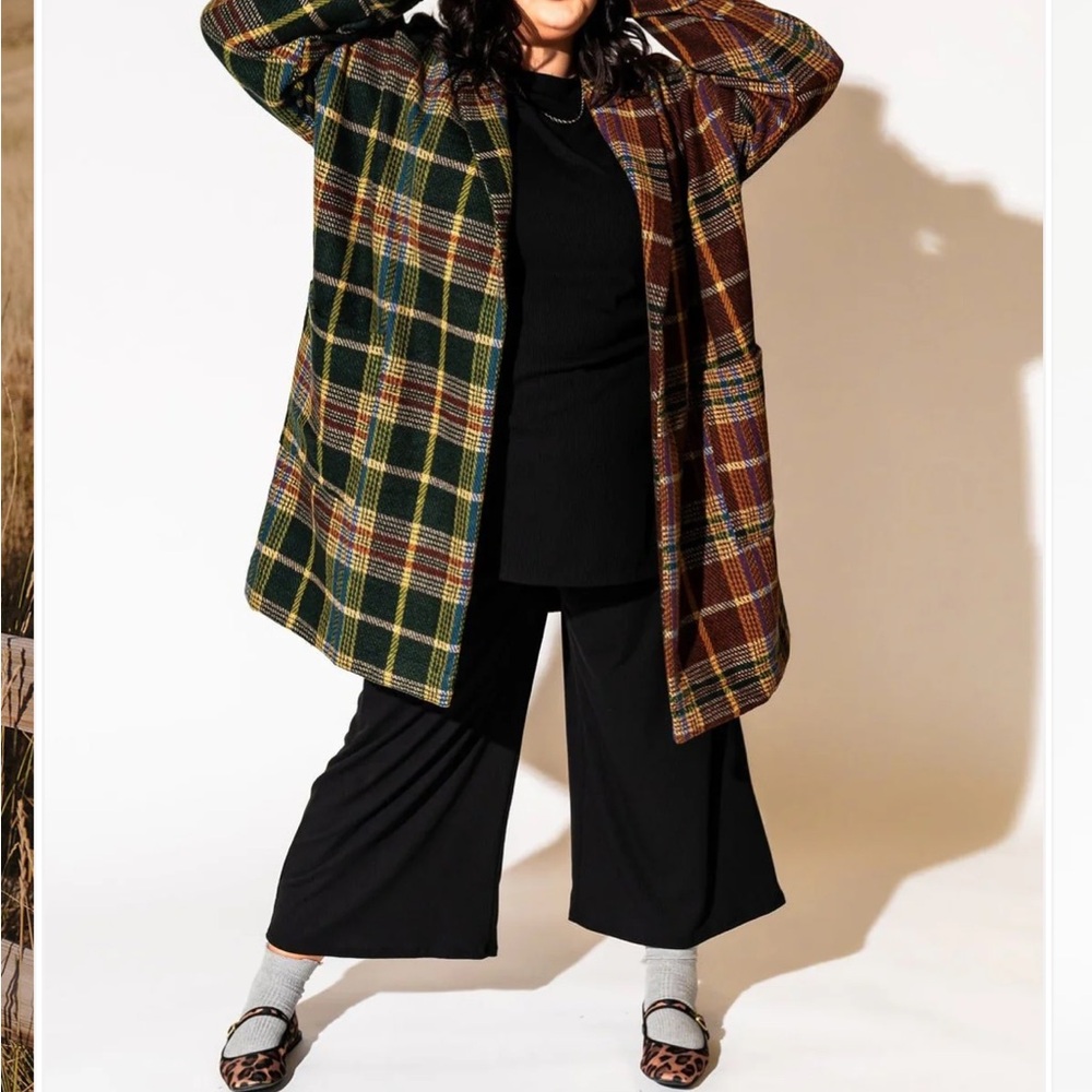 Scorpio 2.0 Half + Half Oversized Coat in Pine + Brown NWT
